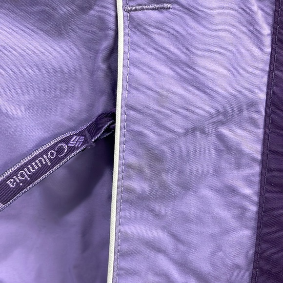 🪻Columbia | Purple HIGHLY WATER RESISTANT CONSTRUCTION Rain Jacket w/Hood Sz L - Picture 8 of 9